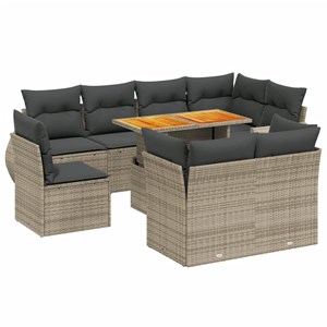 Maison exclusive - salon de jardin 9 pcs avec coussins gris résine tressée