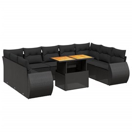 Maison exclusive - salon de jardin 10 pcs avec coussins noir résine tressée