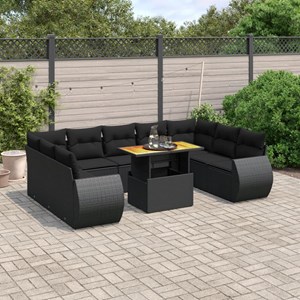 Maison exclusive - salon de jardin 10 pcs avec coussins noir résine tressée