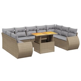 Maison exclusive - salon de jardin avec coussins 10 pcs beige résine tressée