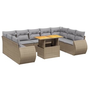 Maison exclusive - salon de jardin avec coussins 10 pcs beige résine tressée