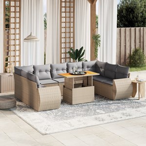 Maison exclusive - salon de jardin avec coussins 10 pcs beige résine tressée