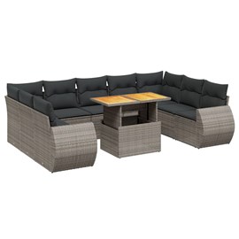 Maison exclusive - salon de jardin avec coussins 10 pcs gris résine tressée