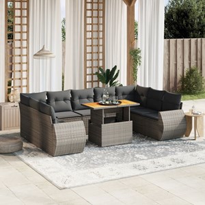 Maison exclusive - salon de jardin avec coussins 10 pcs gris résine tressée