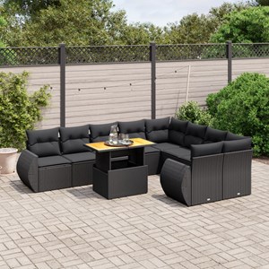 Maison exclusive - salon de jardin 10 pcs avec coussins noir résine tressée