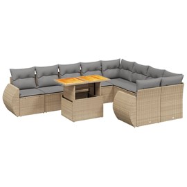 Maison exclusive - salon de jardin avec coussins 10 pcs beige résine tressée