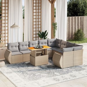 Maison exclusive - salon de jardin avec coussins 10 pcs beige résine tressée