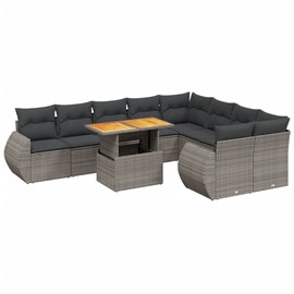 Maison exclusive - salon de jardin avec coussins 10 pcs gris résine tressée