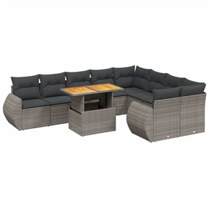 Maison exclusive - salon de jardin avec coussins 10 pcs gris résine tressée
