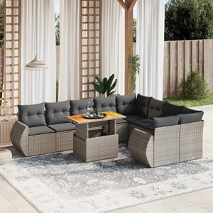 Maison exclusive - salon de jardin avec coussins 10 pcs gris résine tressée