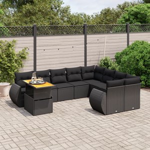 Maison exclusive - salon de jardin 10 pcs avec coussins noir résine tressée