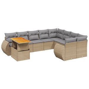 Maison exclusive - salon de jardin avec coussins 10 pcs beige résine tressée