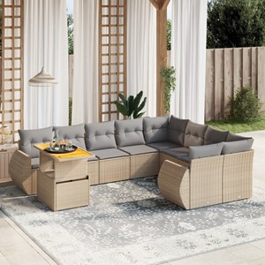 Maison exclusive - salon de jardin avec coussins 10 pcs beige résine tressée