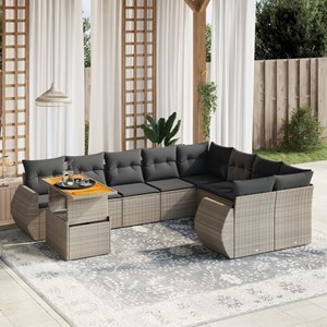 Maison exclusive - salon de jardin avec coussins 10 pcs gris résine tressée