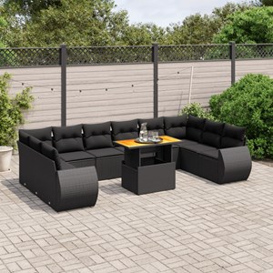 Maison exclusive - salon de jardin 11 pcs avec coussins noir résine tressée