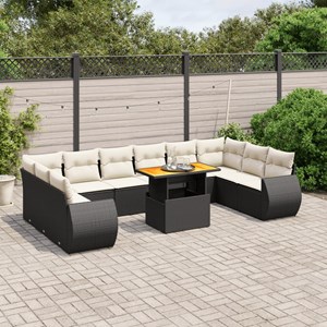 Maison exclusive - salon de jardin 11 pcs avec coussins noir résine tressée