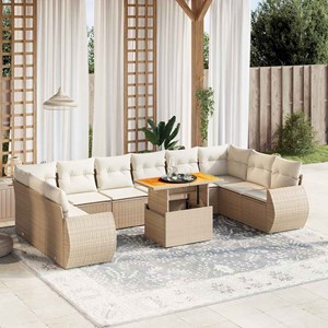 Maison exclusive - salon de jardin 11 pcs avec coussins beige résine tressée
