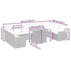Maison exclusive - salon de jardin 11 pcs avec coussins beige résine tressée
