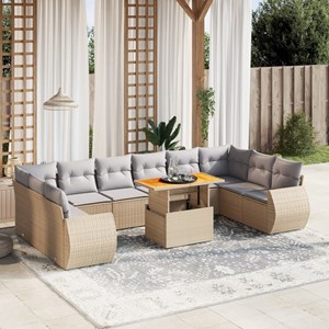 Maison exclusive - salon de jardin 11 pcs avec coussins beige résine tressée