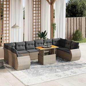 Maison exclusive - salon de jardin 11 pcs avec coussins gris résine tressée