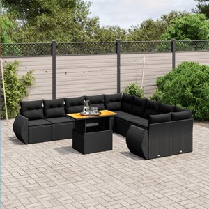 Maison exclusive - salon de jardin 11 pcs avec coussins noir résine tressée
