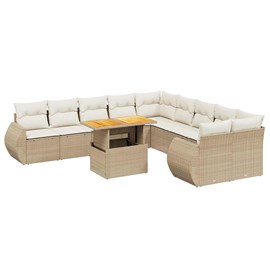 Maison exclusive - salon de jardin 11 pcs avec coussins beige résine tressée