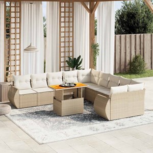 Maison exclusive - salon de jardin 11 pcs avec coussins beige résine tressée