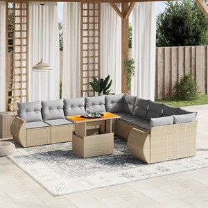 Maison exclusive - salon de jardin 11 pcs avec coussins beige résine tressée