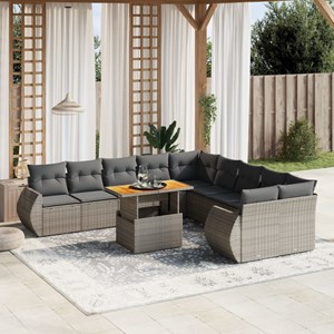 Maison exclusive - salon de jardin 11 pcs avec coussins gris résine tressée