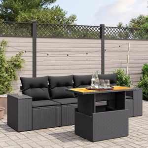 Maison exclusive - salon de jardin 5 pcs avec coussins noir résine tressée