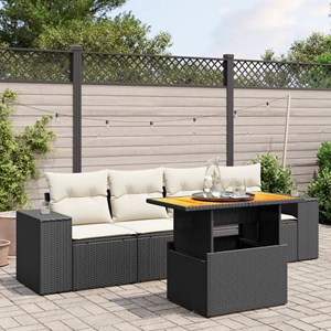 Maison exclusive - salon de jardin 5 pcs avec coussins noir résine tressée
