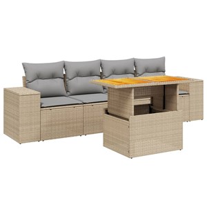 Maison exclusive - salon de jardin avec coussins 5 pcs beige résine tressée