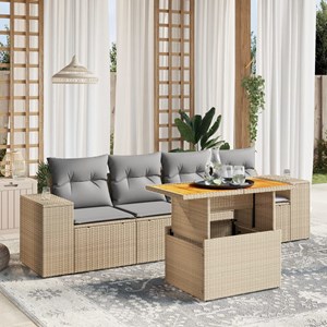 Maison exclusive - salon de jardin avec coussins 5 pcs beige résine tressée