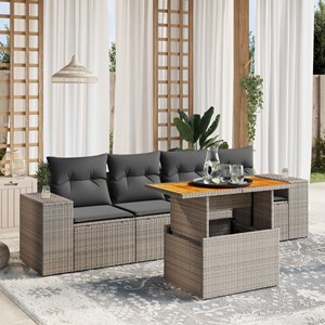 Maison exclusive - salon de jardin 5 pcs avec coussins gris résine tressée
