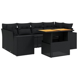 Maison exclusive - salon de jardin 7 pcs avec coussins noir résine tressée