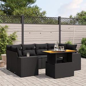 Maison exclusive - salon de jardin 7 pcs avec coussins noir résine tressée