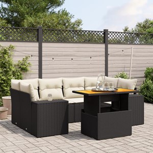 Maison exclusive - salon de jardin 7 pcs avec coussins noir résine tressée