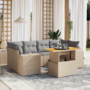 Maison exclusive - salon de jardin avec coussins 7 pcs beige résine tressée