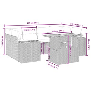 Maison exclusive - salon de jardin avec coussins 7 pcs gris résine tressée