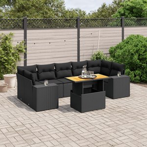 Maison exclusive - salon de jardin 8 pcs avec coussins noir résine tressée