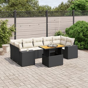 Maison exclusive - salon de jardin 8 pcs avec coussins noir résine tressée