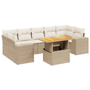 Maison exclusive - salon de jardin avec coussins 8 pcs beige résine tressée