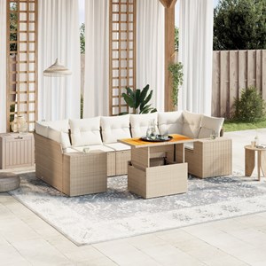 Maison exclusive - salon de jardin avec coussins 8 pcs beige résine tressée