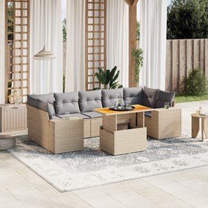 Maison exclusive - salon de jardin avec coussins 8 pcs beige résine tressée