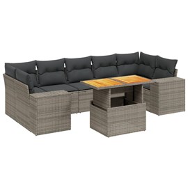 Maison exclusive - salon de jardin 8 pcs avec coussins gris résine tressée