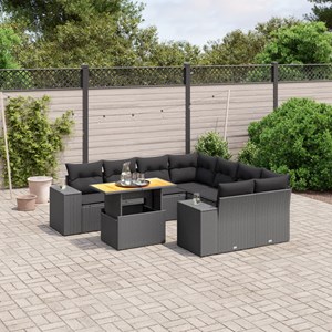 Maison exclusive - salon de jardin 9 pcs avec coussins noir résine tressée