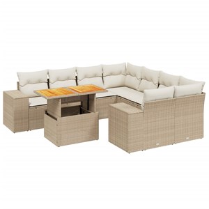 Maison exclusive - salon de jardin avec coussins 9 pcs beige résine tressée