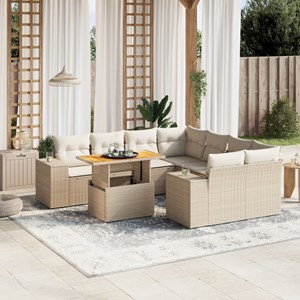 Maison exclusive - salon de jardin avec coussins 9 pcs beige résine tressée