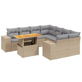 Maison exclusive - salon de jardin avec coussins 9 pcs beige résine tressée