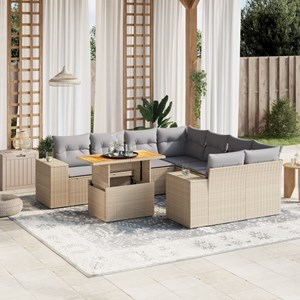 Maison exclusive - salon de jardin avec coussins 9 pcs beige résine tressée